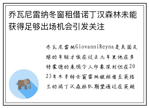 乔瓦尼雷纳冬窗租借诺丁汉森林未能获得足够出场机会引发关注